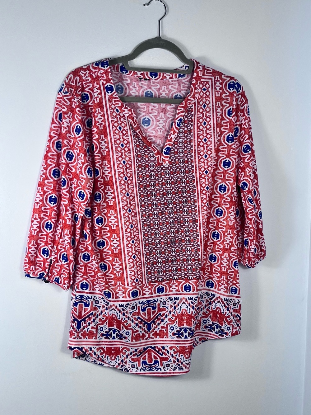 Women's Red White & Blue  V-Neck Tunic Top